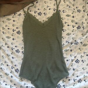 American Eagle Outfitters Olive Lace Bodysuit